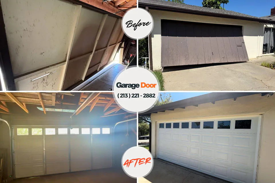 Before and after: garage door repair Juno Ridge, FL
